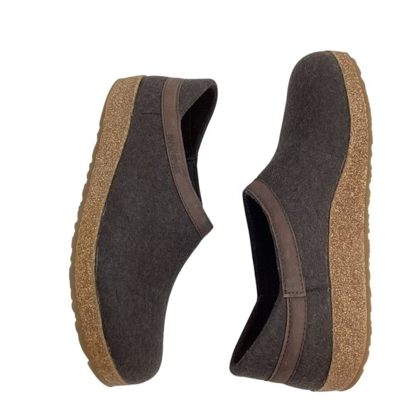 Haflinger Grizzly Torben Unisex 41 Wool Welt Closed Heel Clogs Brown Slip-On - Picture 4 of 10